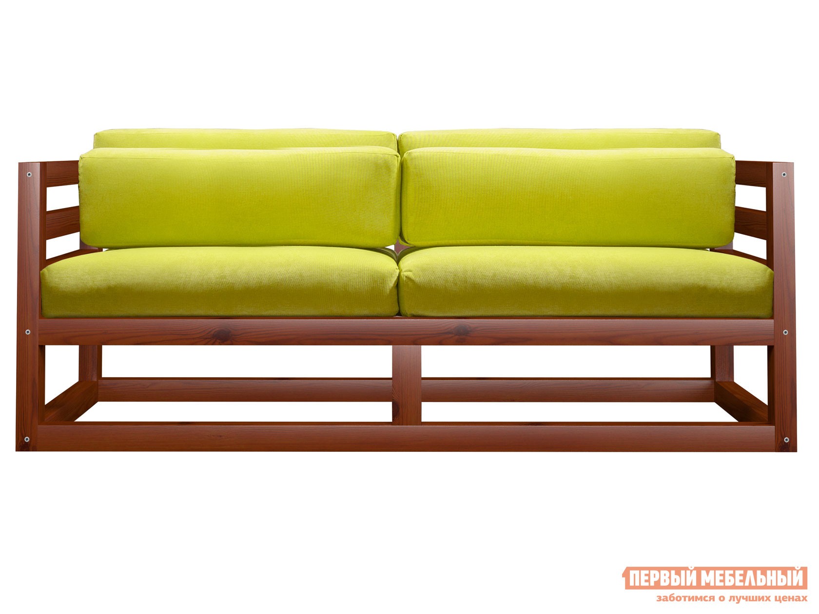 Прямой диван  Магнус Мини Вишня, Лимонный, вельвет