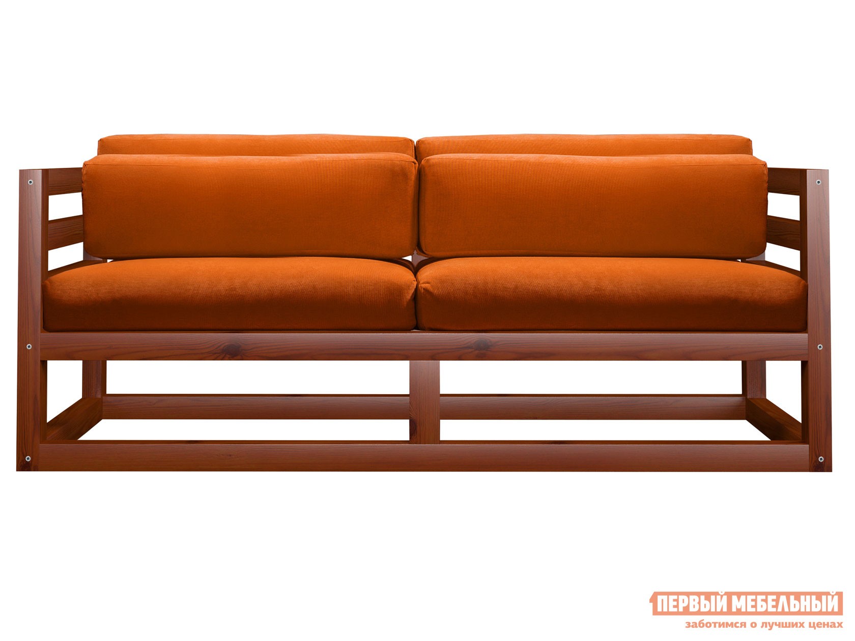 Прямой диван  Магнус Мини Вишня, Оранжевый, вельвет