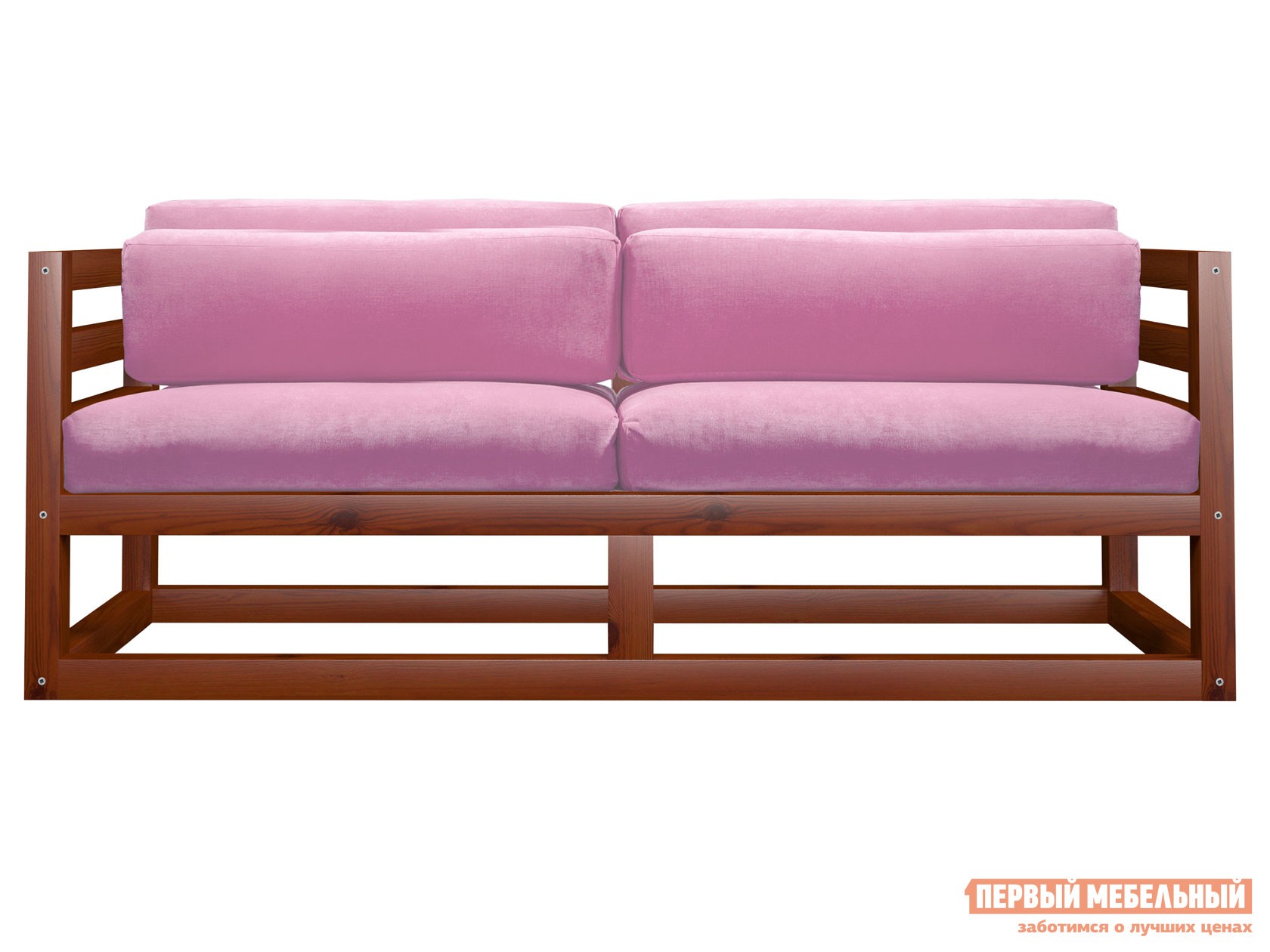 Прямой диван  Магнус Мини Вишня, Розовый, вельвет