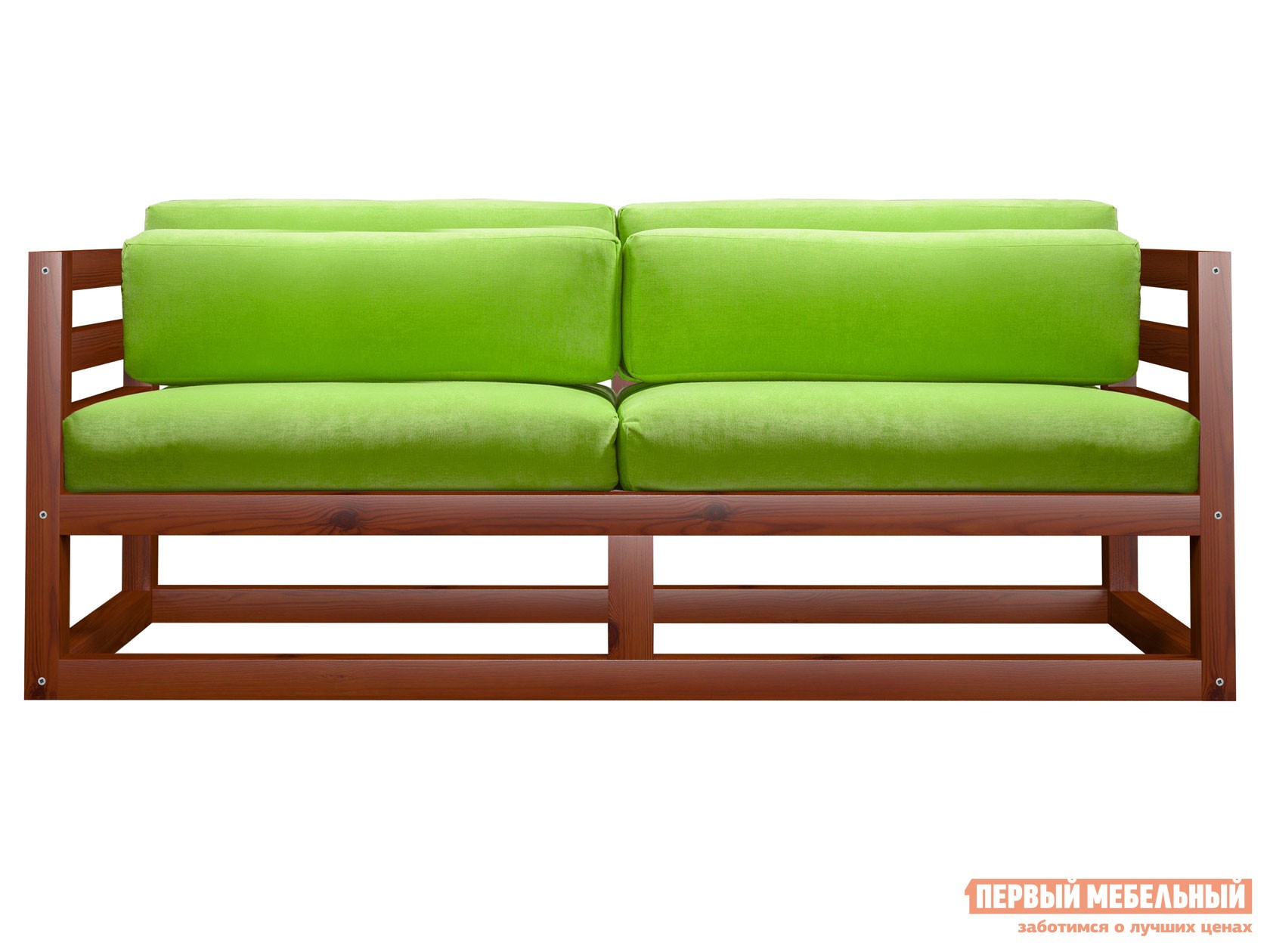 Прямой диван  Магнус Мини Вишня, Салатовый, вельвет
