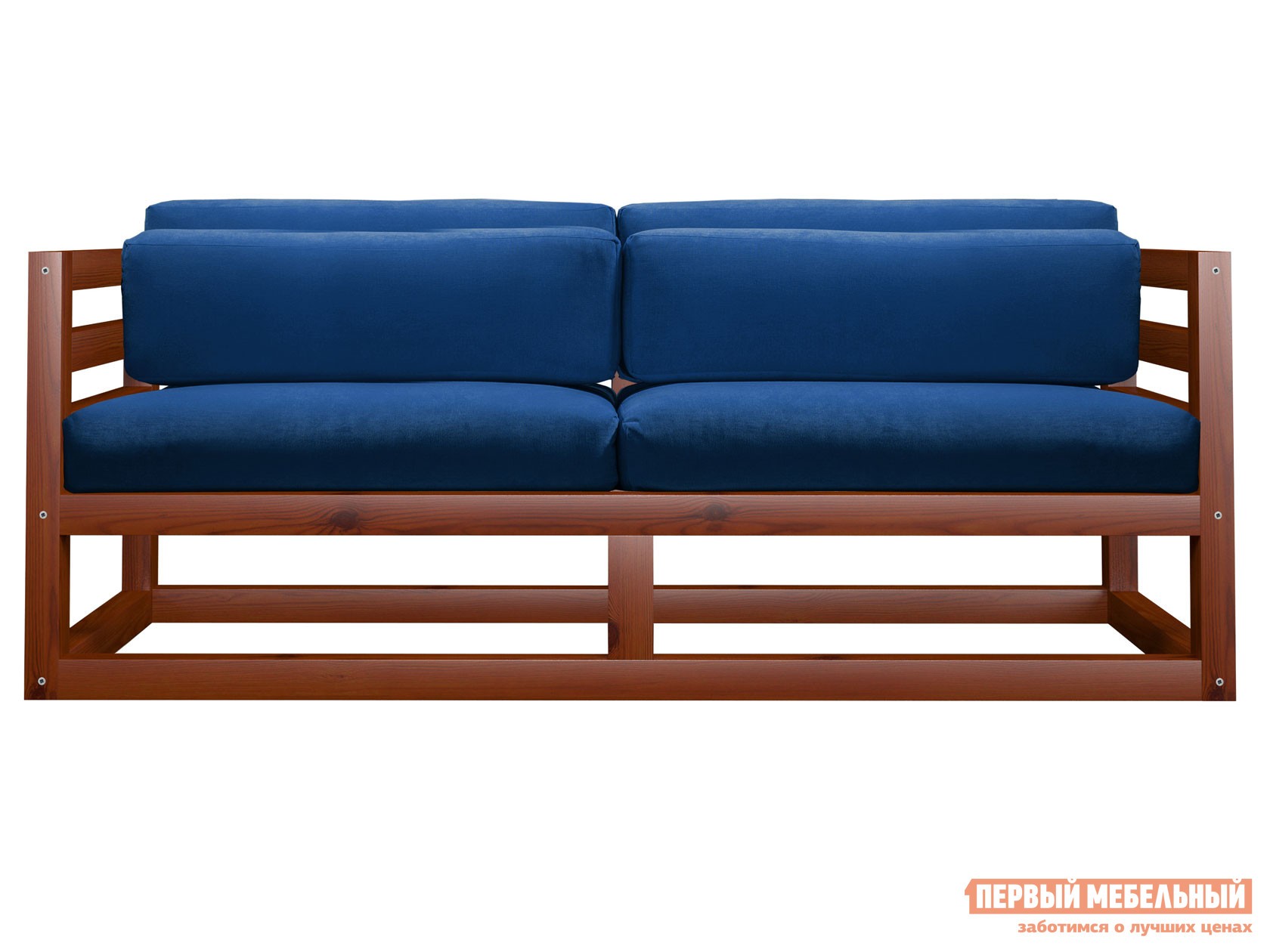 Прямой диван  Магнус Мини Вишня, Синий, вельвет