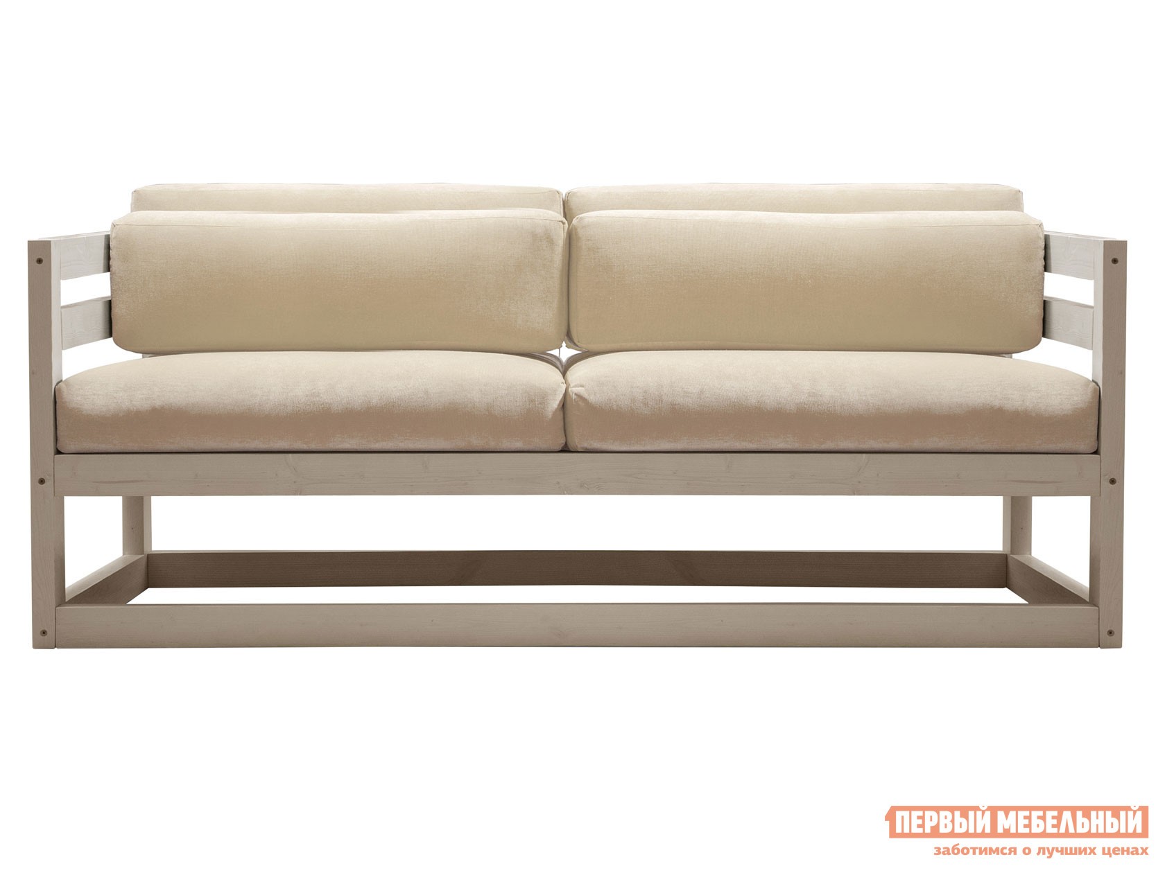 Прямой диван  Магнус Мини Дуб беленый, Белый, вельвет