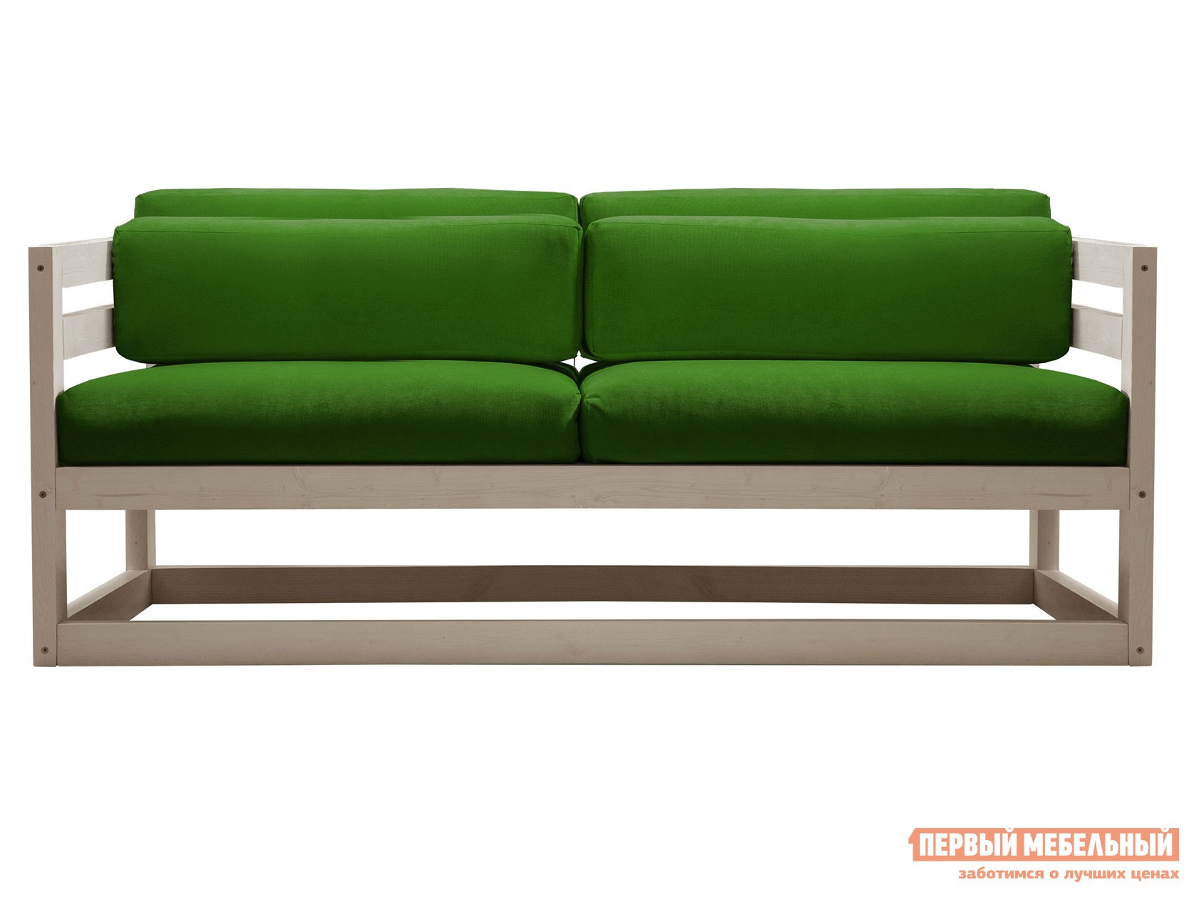 Прямой диван  Магнус Мини Дуб беленый, Зеленый, вельвет