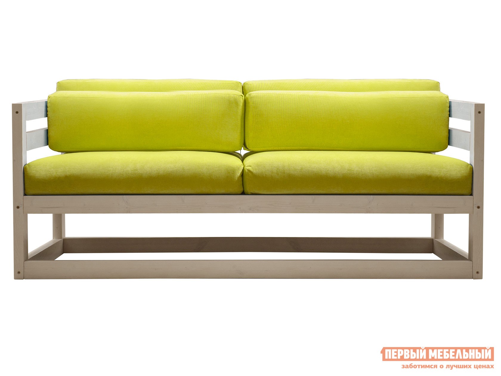 Прямой диван  Магнус Мини Дуб беленый, Лимонный, вельвет