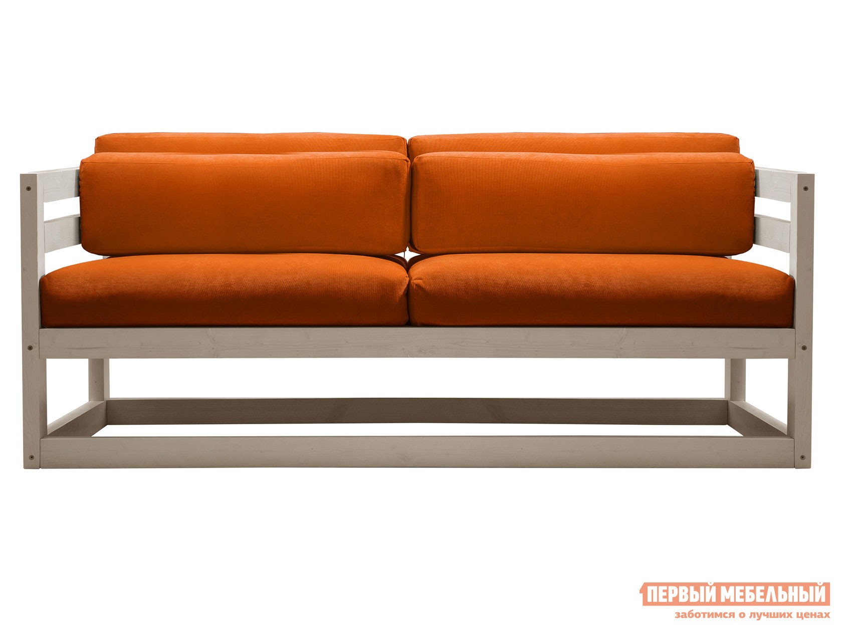 Прямой диван  Магнус Мини Дуб беленый, Оранжевый, вельвет