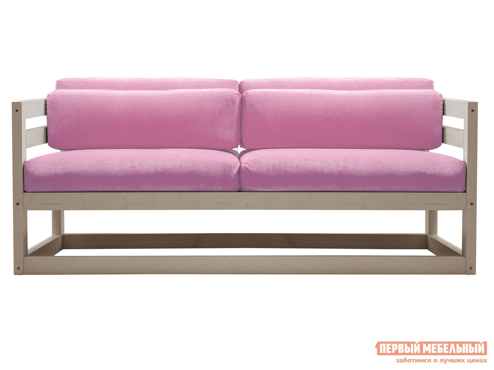 Прямой диван  Магнус Мини Дуб беленый, Розовый, вельвет