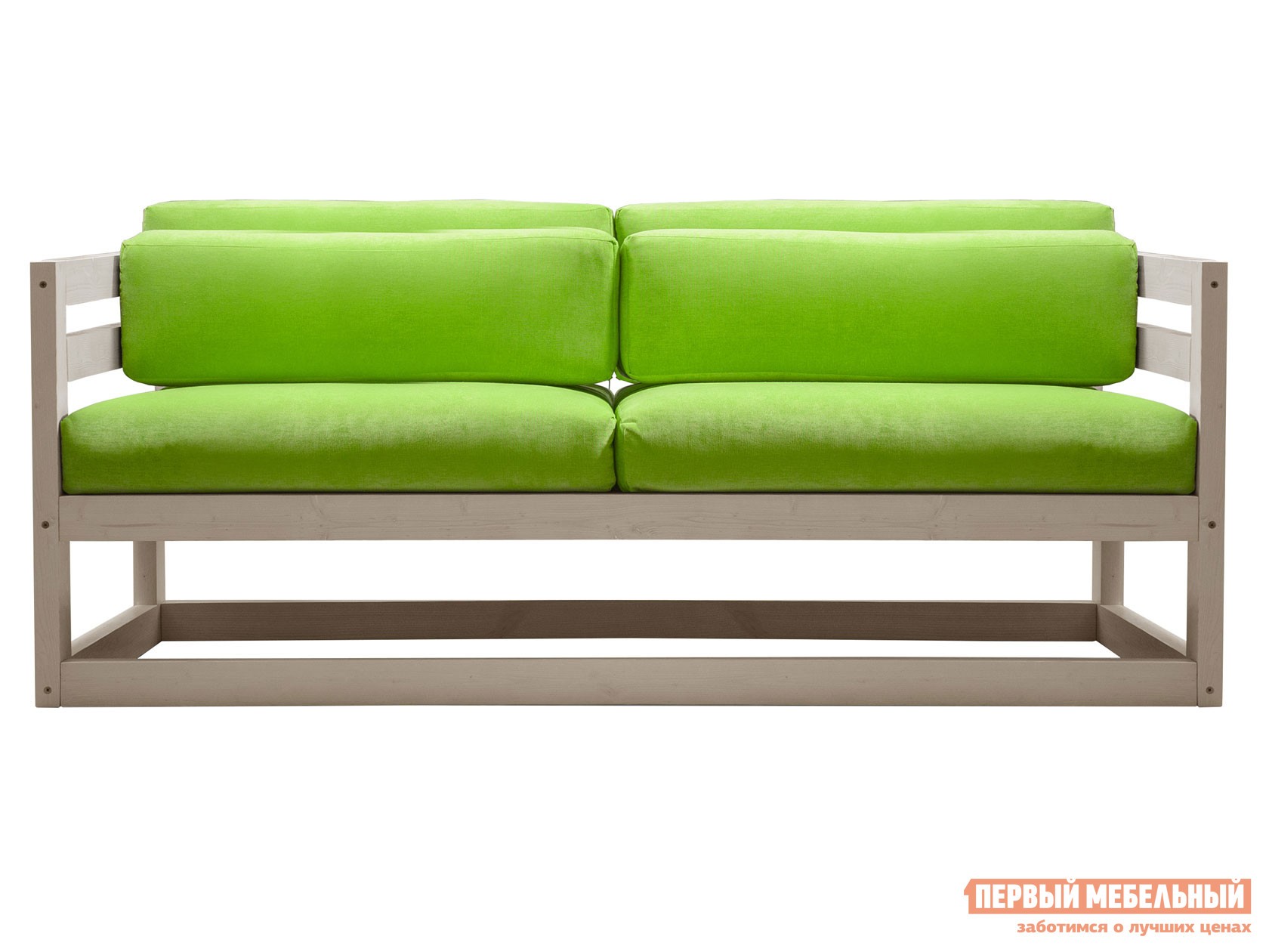 Прямой диван  Магнус Мини Дуб беленый, Салатовый, вельвет
