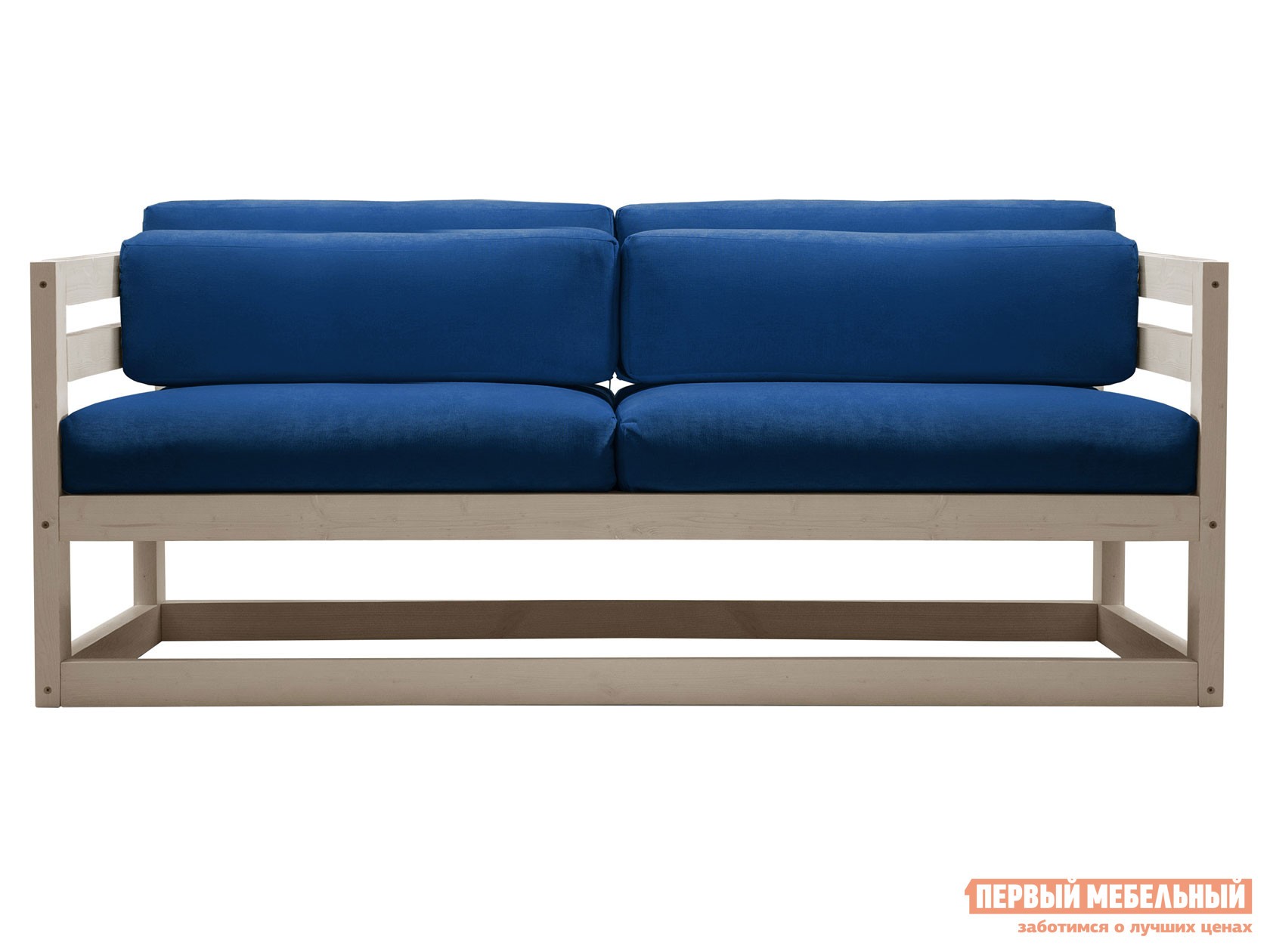 Прямой диван  Магнус Мини Дуб беленый, Синий, вельвет