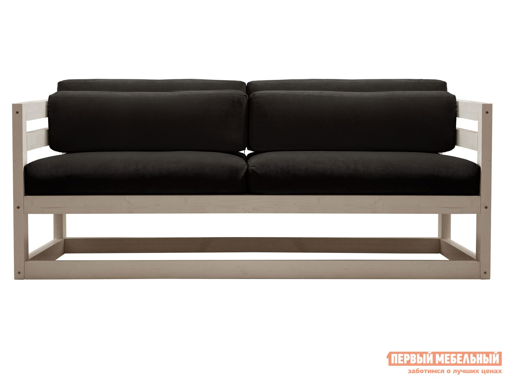 Прямой диван  Магнус Мини Дуб беленый, Черный, вельвет