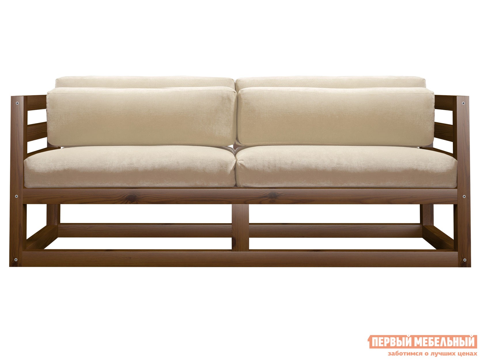 Прямой диван  Магнус Мини Орех, Белый, вельвет