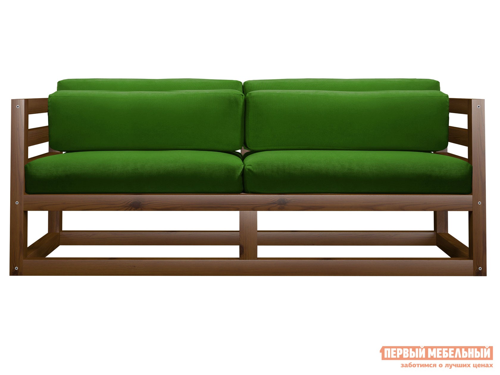 Прямой диван  Магнус Мини Орех, Зеленый, вельвет