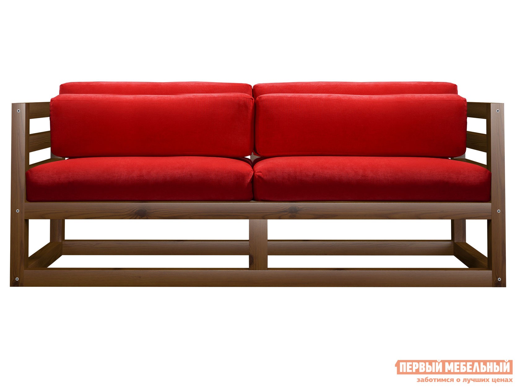 Прямой диван  Магнус Мини Орех, Красный, вельвет