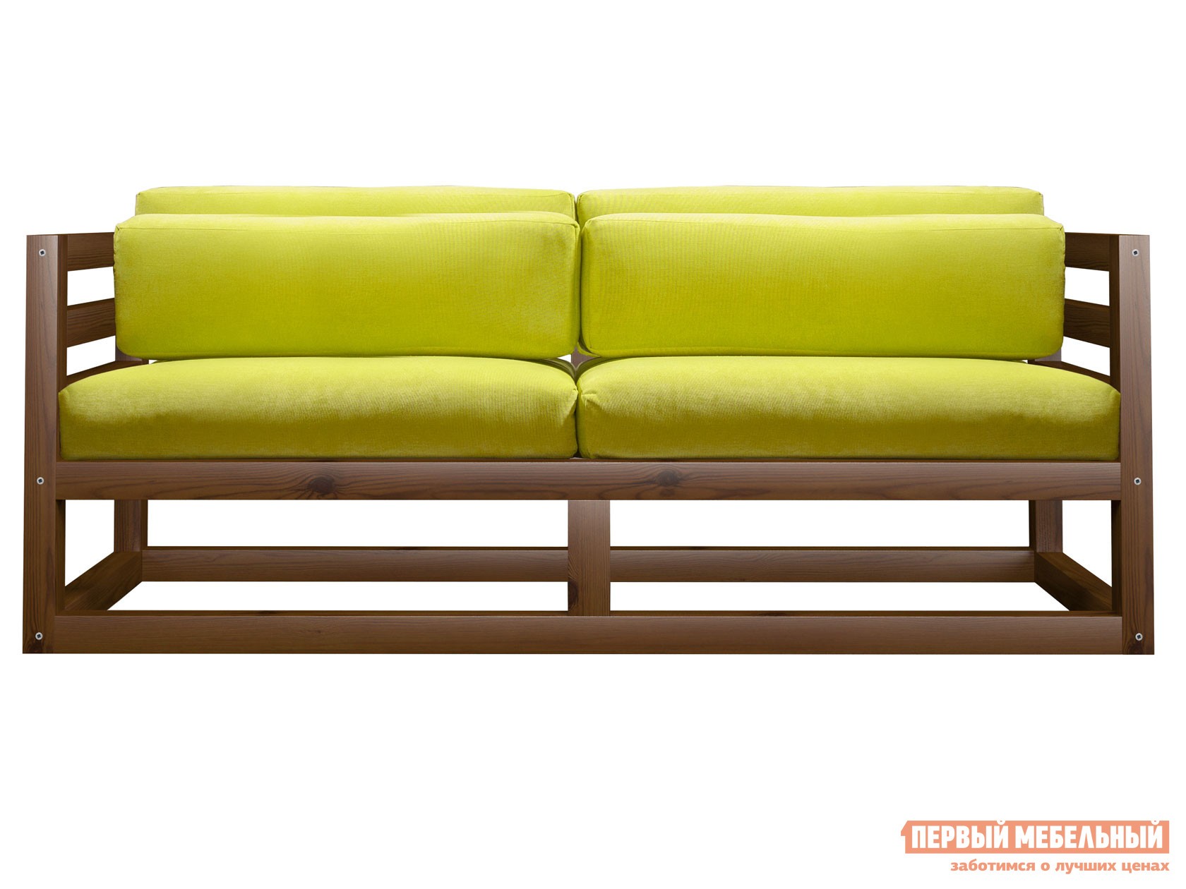 Прямой диван  Магнус Мини Орех, Лимонный, вельвет