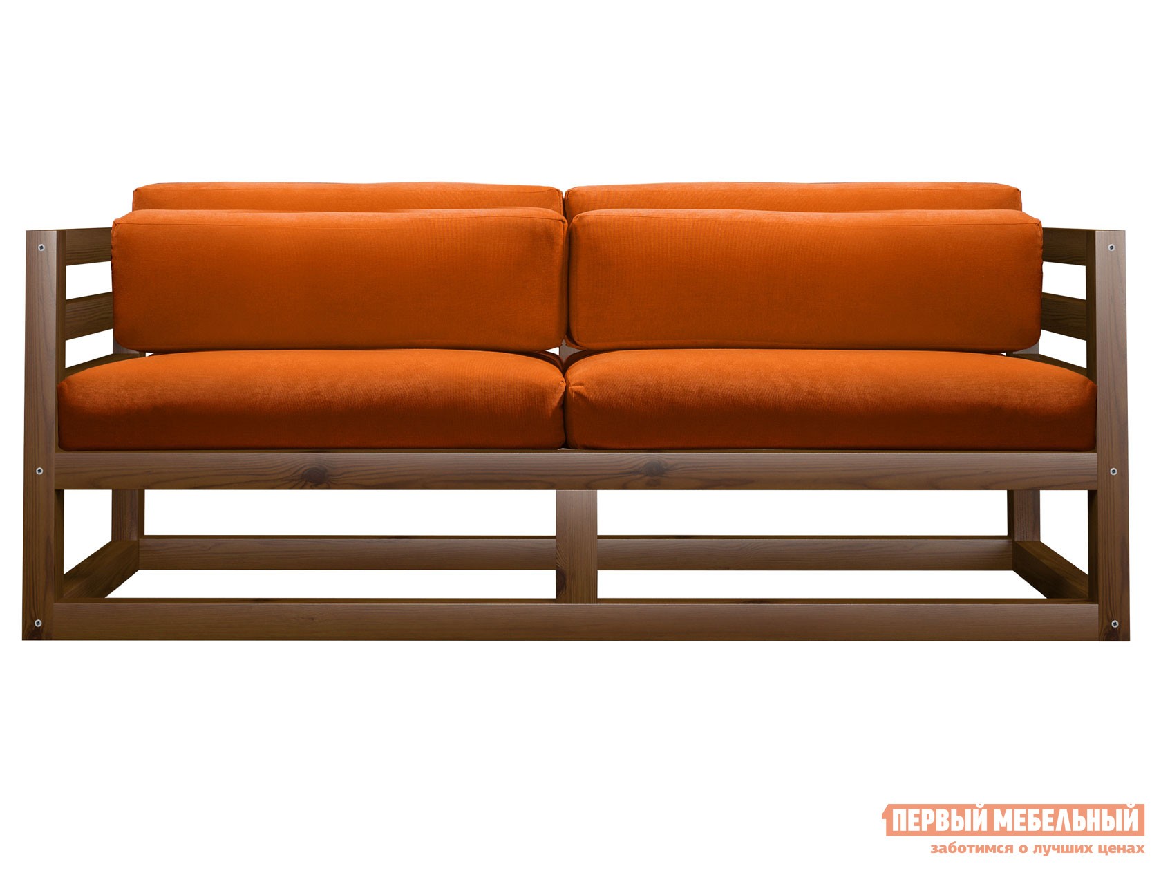 Прямой диван  Магнус Мини Орех, Оранжевый, вельвет
