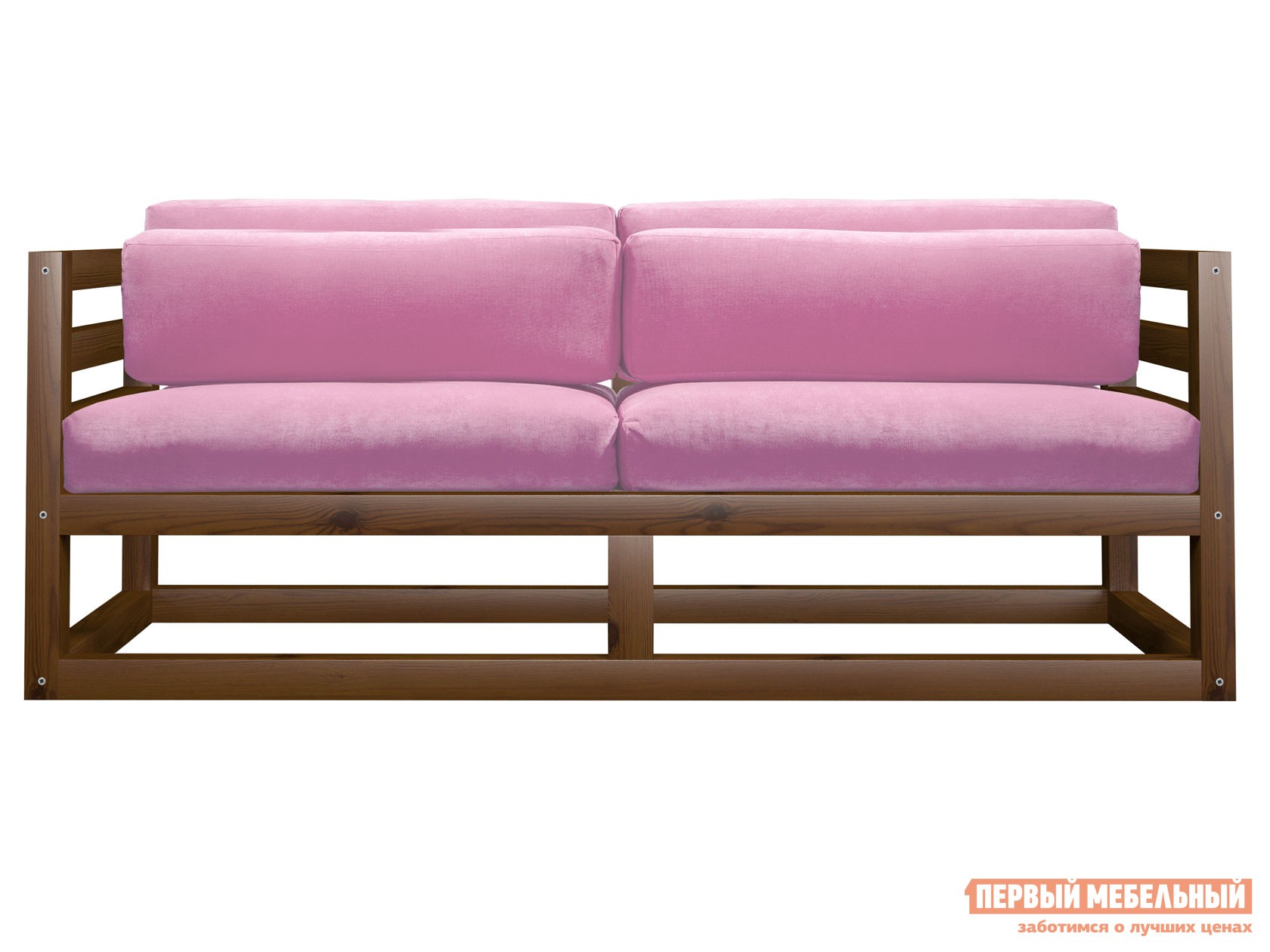 Прямой диван  Магнус Мини Орех, Розовый, вельвет