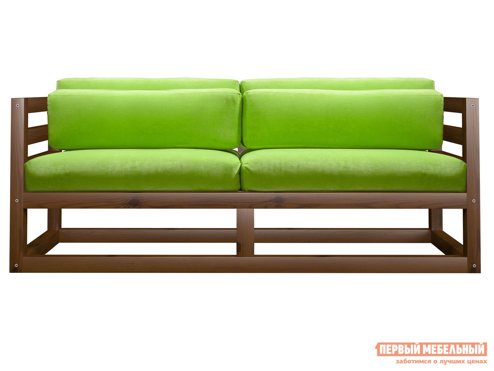 Прямой диван  Магнус Мини Орех, Салатовый, вельвет