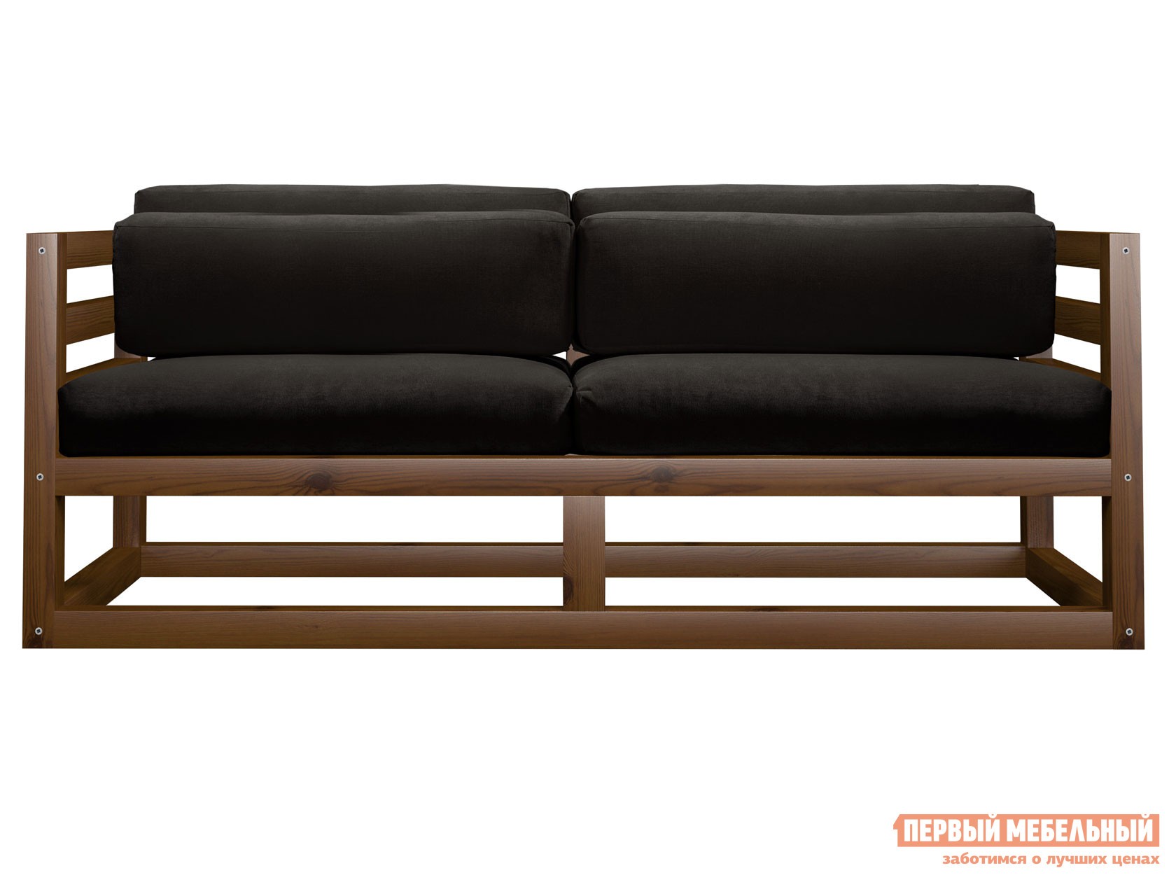 Прямой диван  Магнус Мини Орех, Черный, вельвет