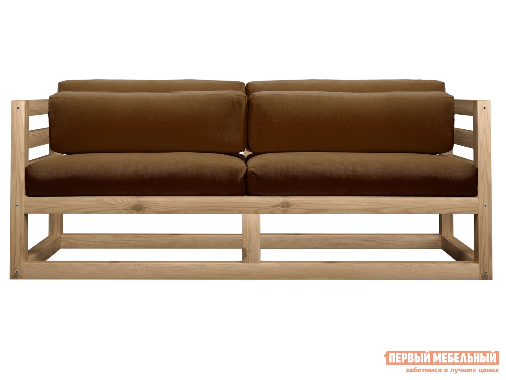 Прямой диван  Магнус Мини Сосна натуральная, Коричневый, вельвет