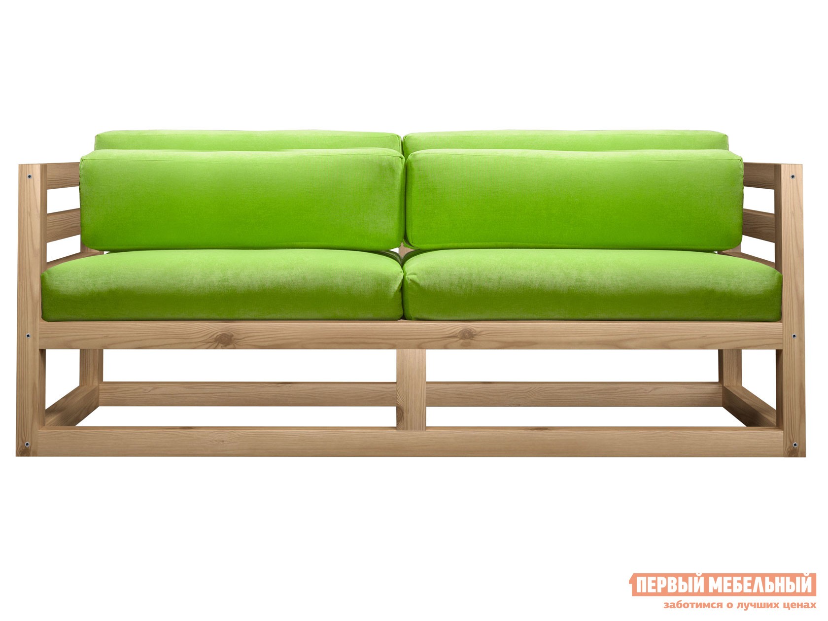 Прямой диван  Магнус Мини Сосна натуральная, Салатовый, вельвет