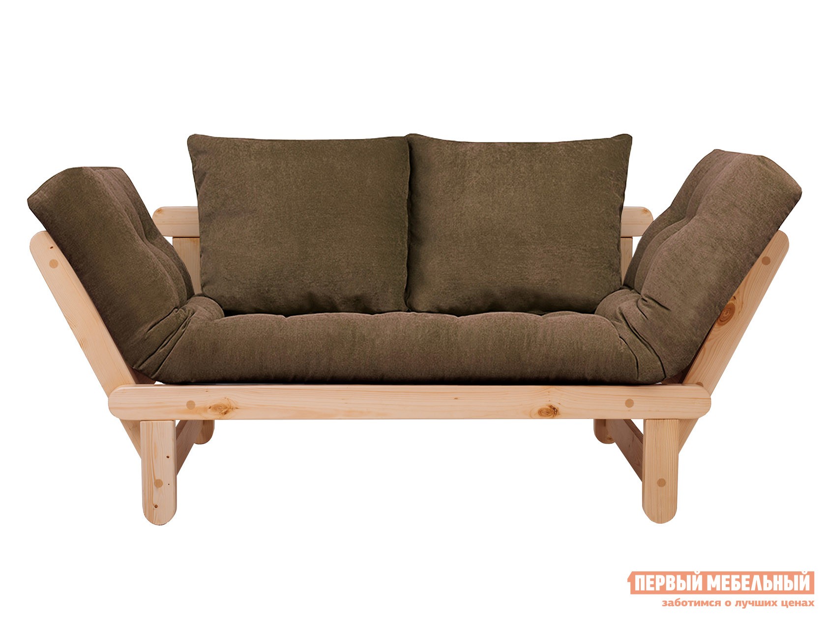 Прямой диван  Сламбер Коричневый, вельвет, Сосна натуральная