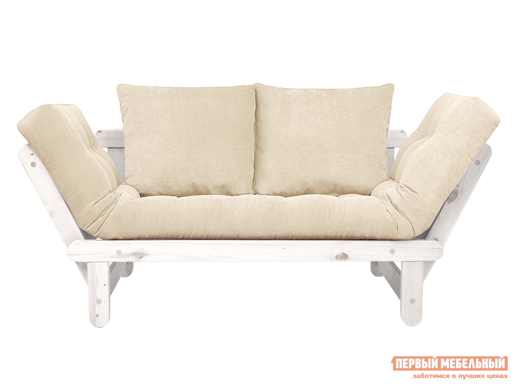 Прямой диван  Сламбер Белый, вельвет, Белая эмаль