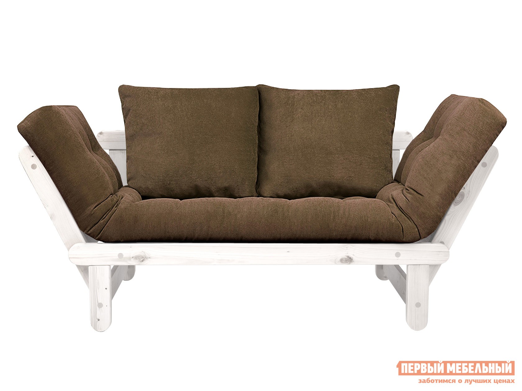 Прямой диван  Сламбер Коричневый, вельвет, Белая эмаль
