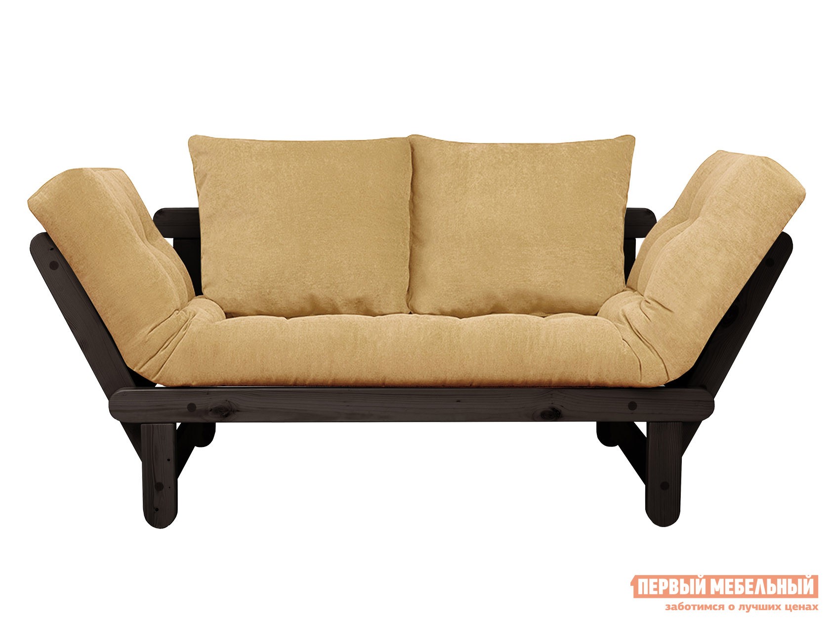 Прямой диван  Сламбер Бежевый, вельвет, Венге