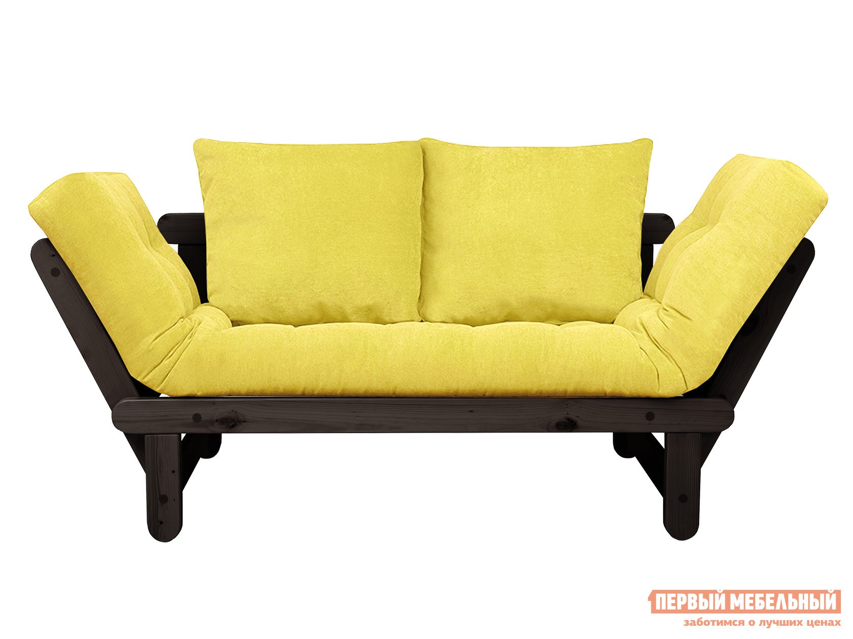 Прямой диван  Сламбер Лимонный, вельвет, Венге