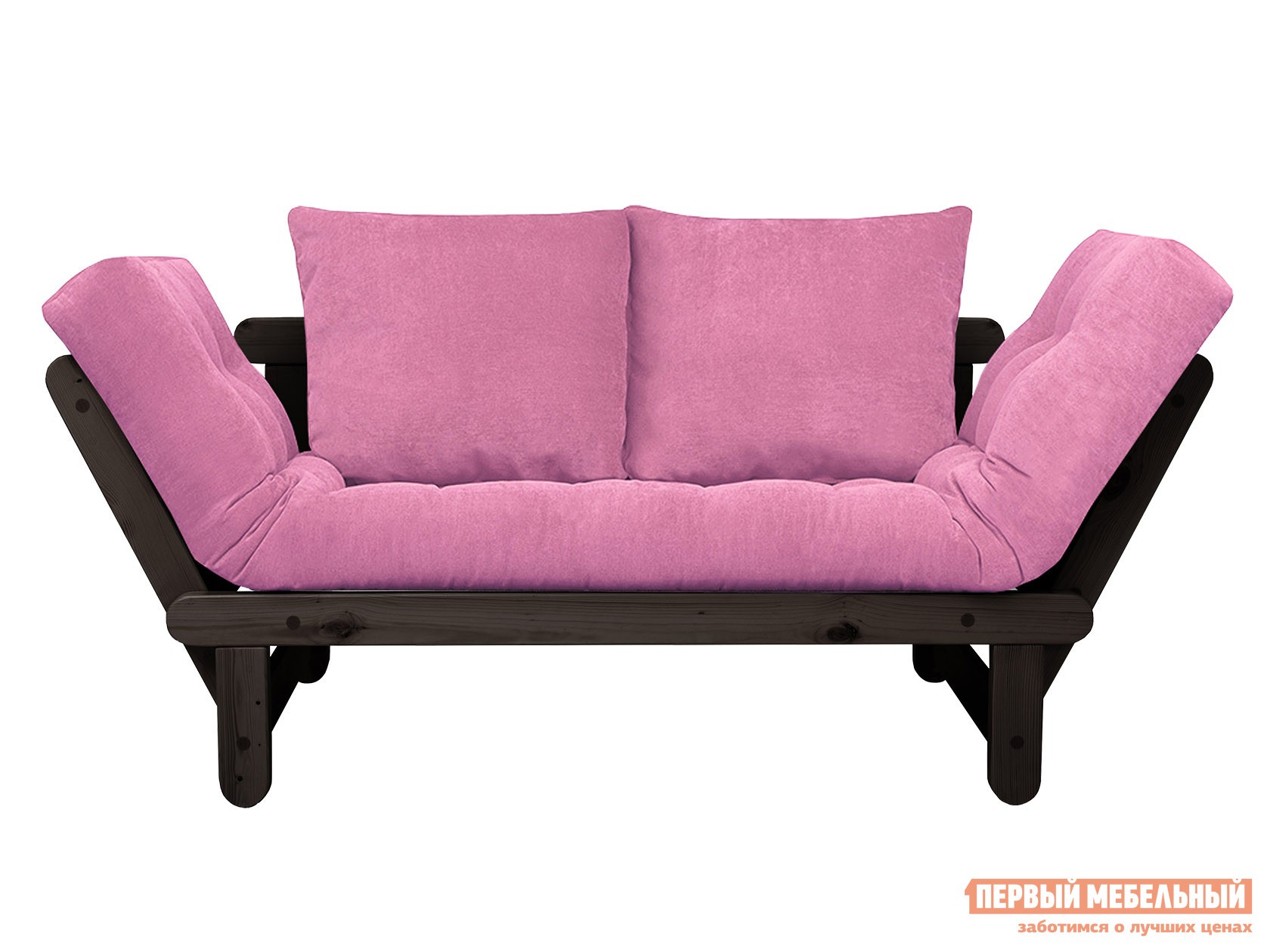 Прямой диван  Сламбер Розовый, вельвет, Венге