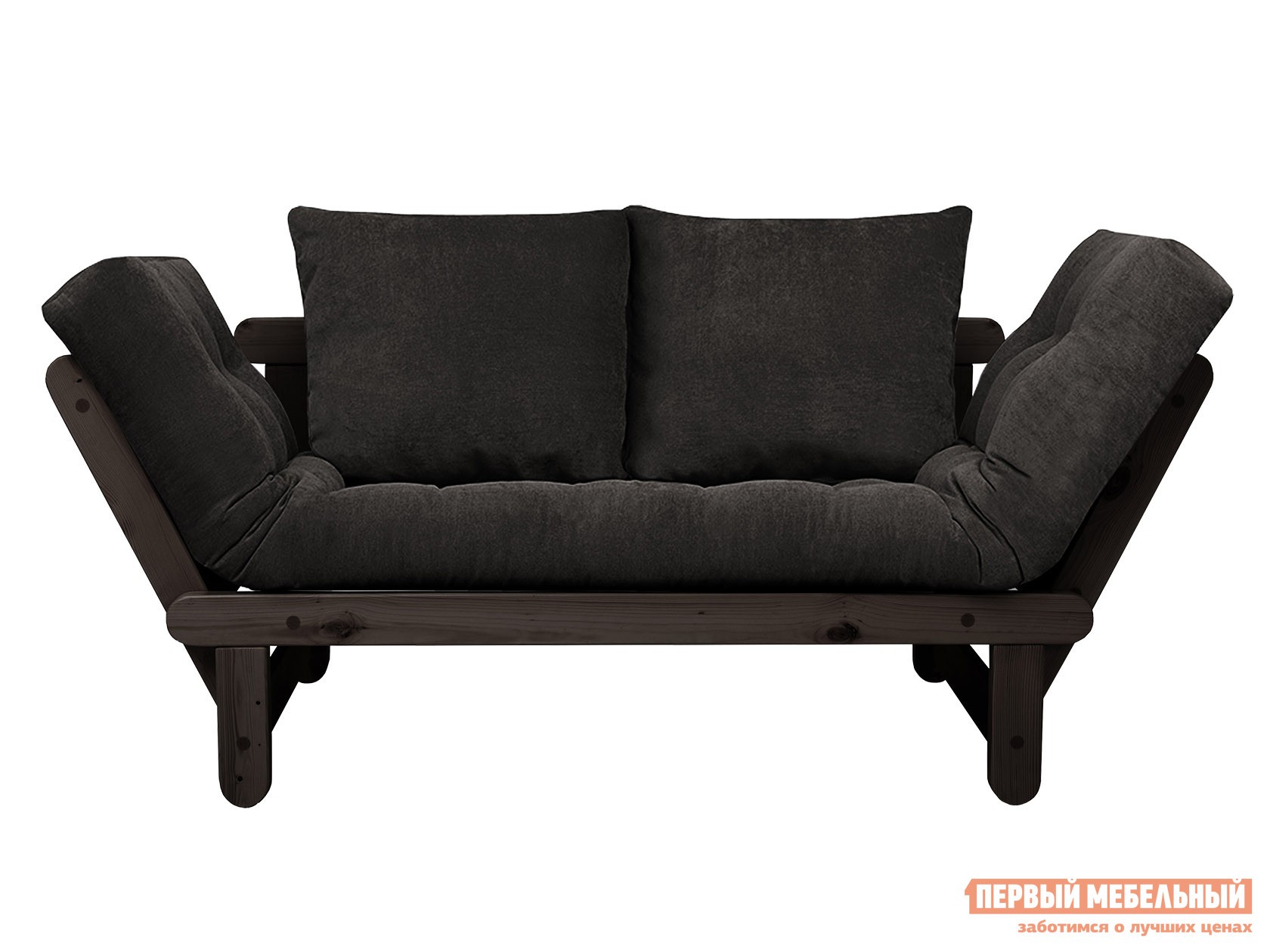 Прямой диван  Сламбер Черный, вельвет, Венге