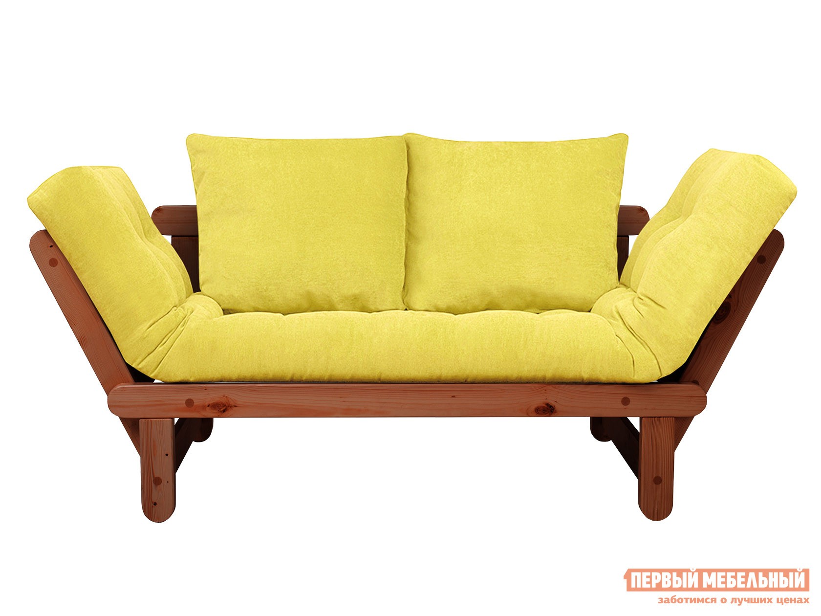 Прямой диван  Сламбер Лимонный, вельвет, Вишня