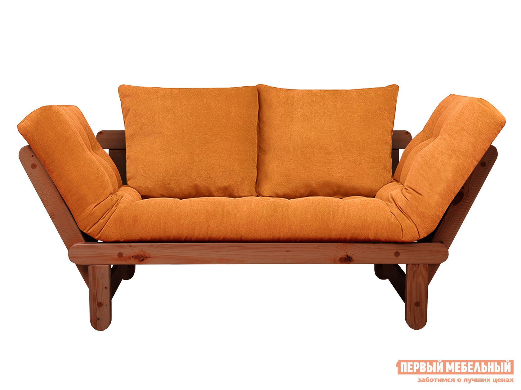 Прямой диван  Сламбер Оранжевый, вельвет, Вишня