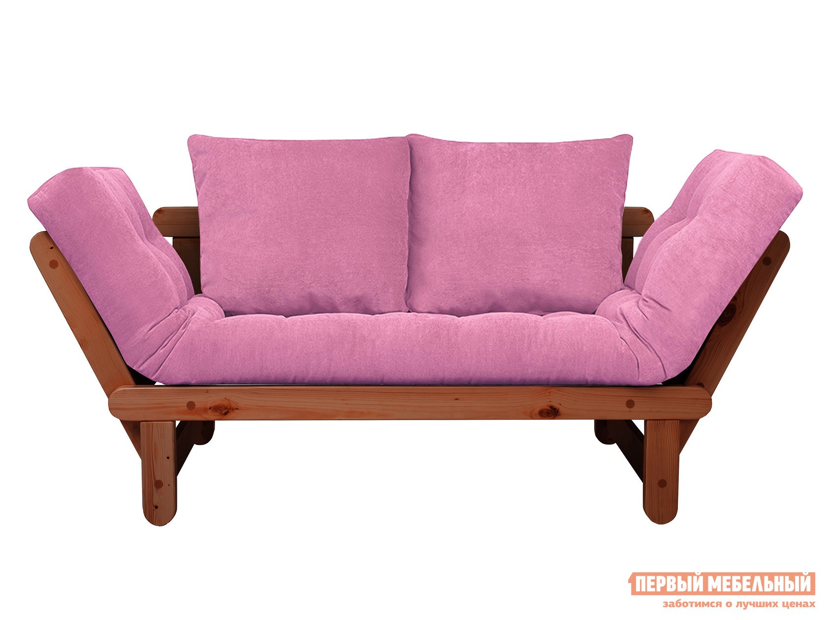 Прямой диван  Сламбер Розовый, вельвет, Вишня