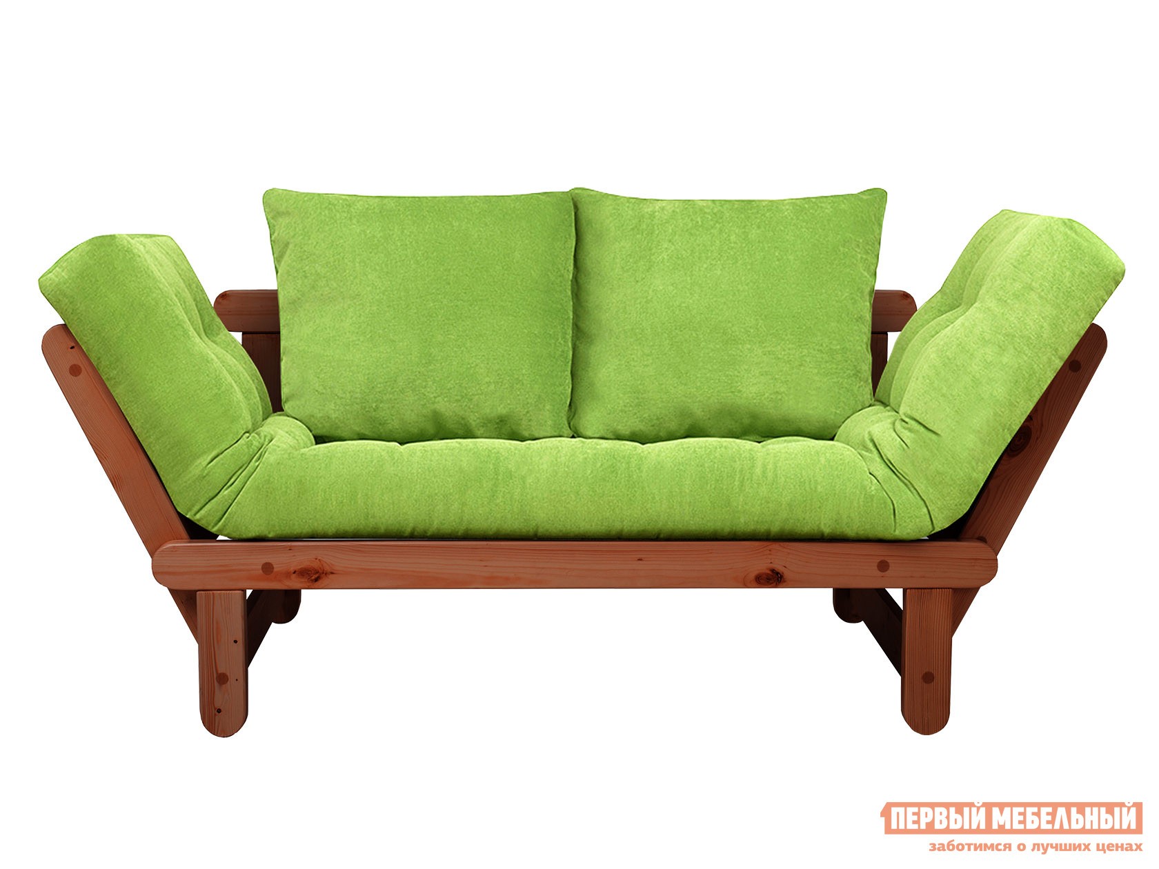 Прямой диван  Сламбер Салатовый, вельвет, Вишня