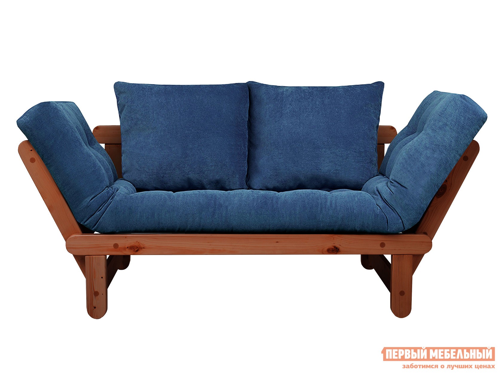 Прямой диван  Сламбер Синий, вельвет, Вишня