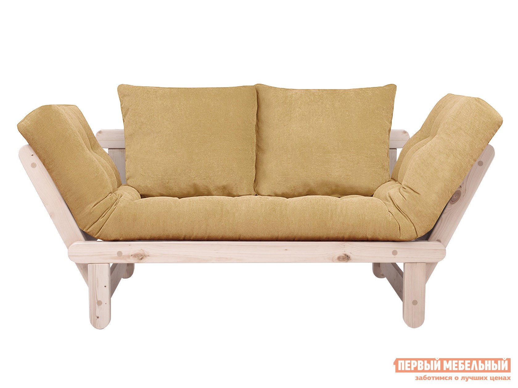 Прямой диван  Сламбер Бежевый, вельвет, Дуб беленый