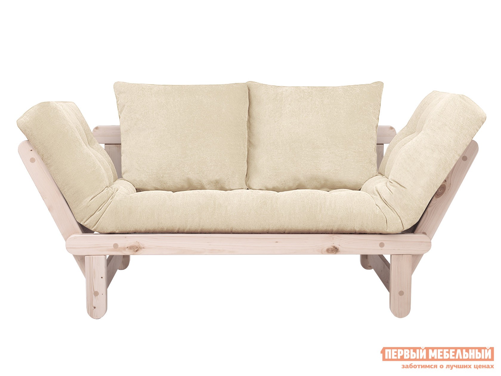 Прямой диван  Сламбер Белый, вельвет, Дуб беленый