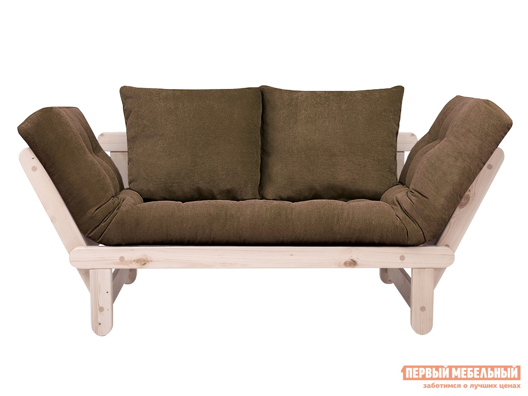 Прямой диван  Сламбер Коричневый, вельвет, Дуб беленый