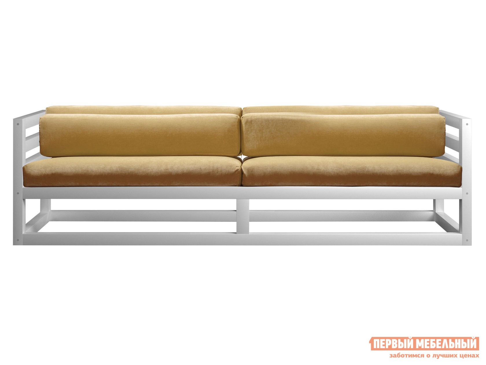 Прямой диван  Магнус Белая эмаль, Бежевый, вельвет