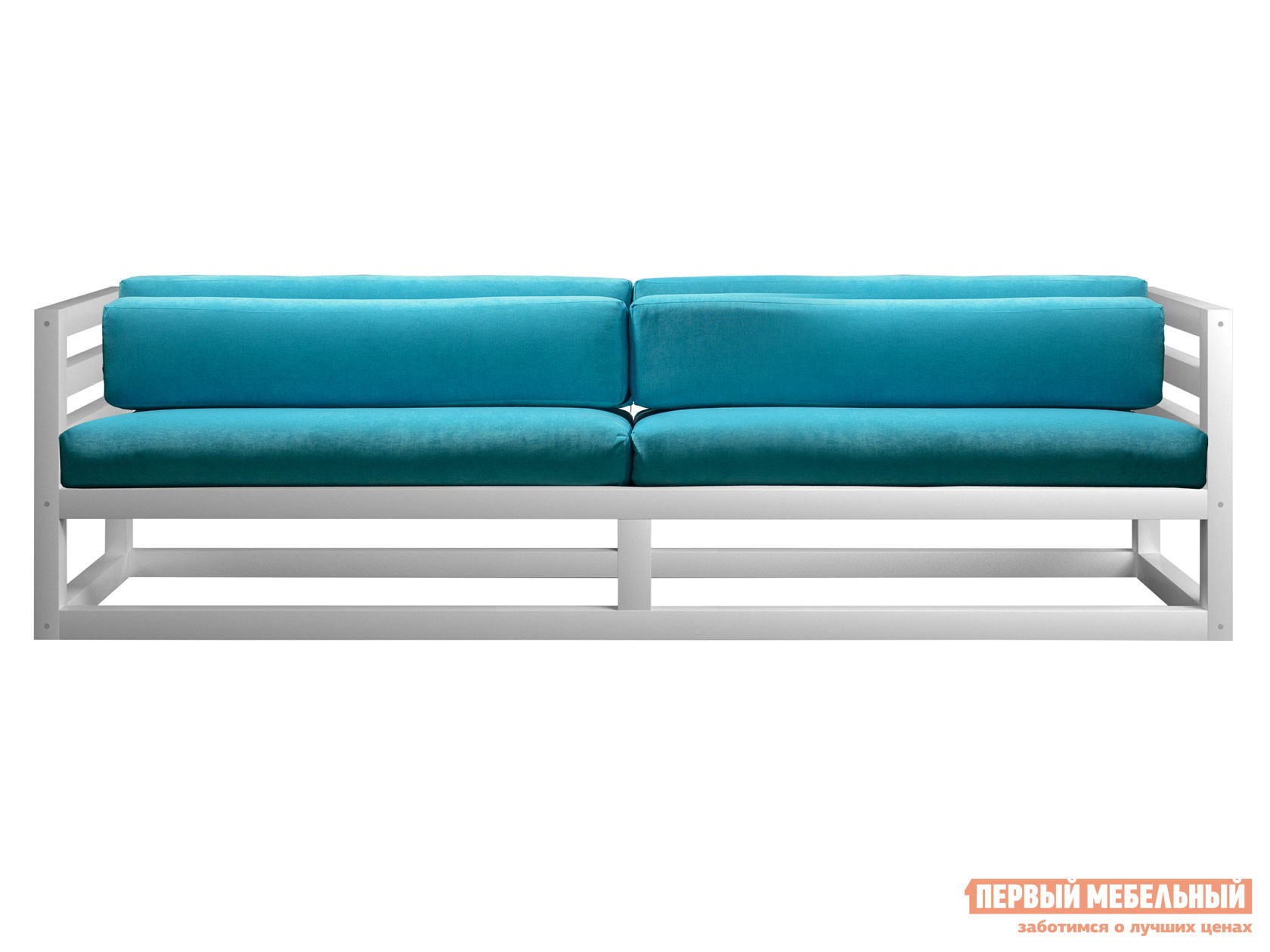 Прямой диван  Магнус Белая эмаль, Бирюзовый, вельвет
