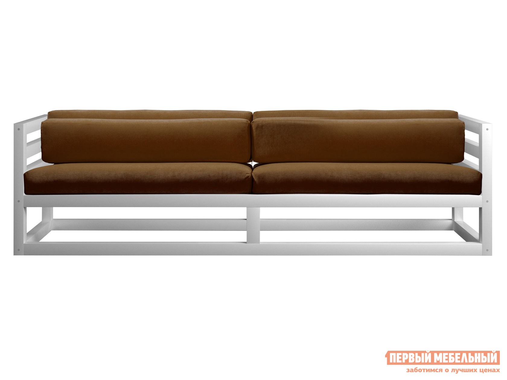 Прямой диван  Магнус Белая эмаль, Коричневый, вельвет