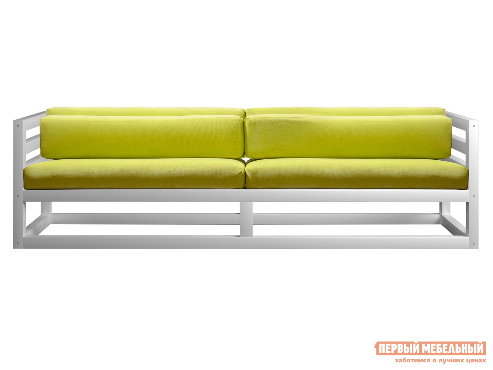 Прямой диван  Магнус Белая эмаль, Лимонный, вельвет