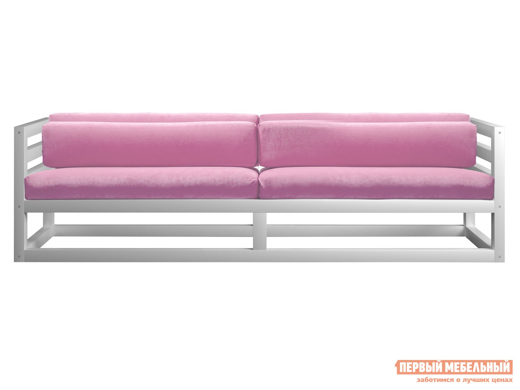 Прямой диван  Магнус Белая эмаль, Розовый, вельвет