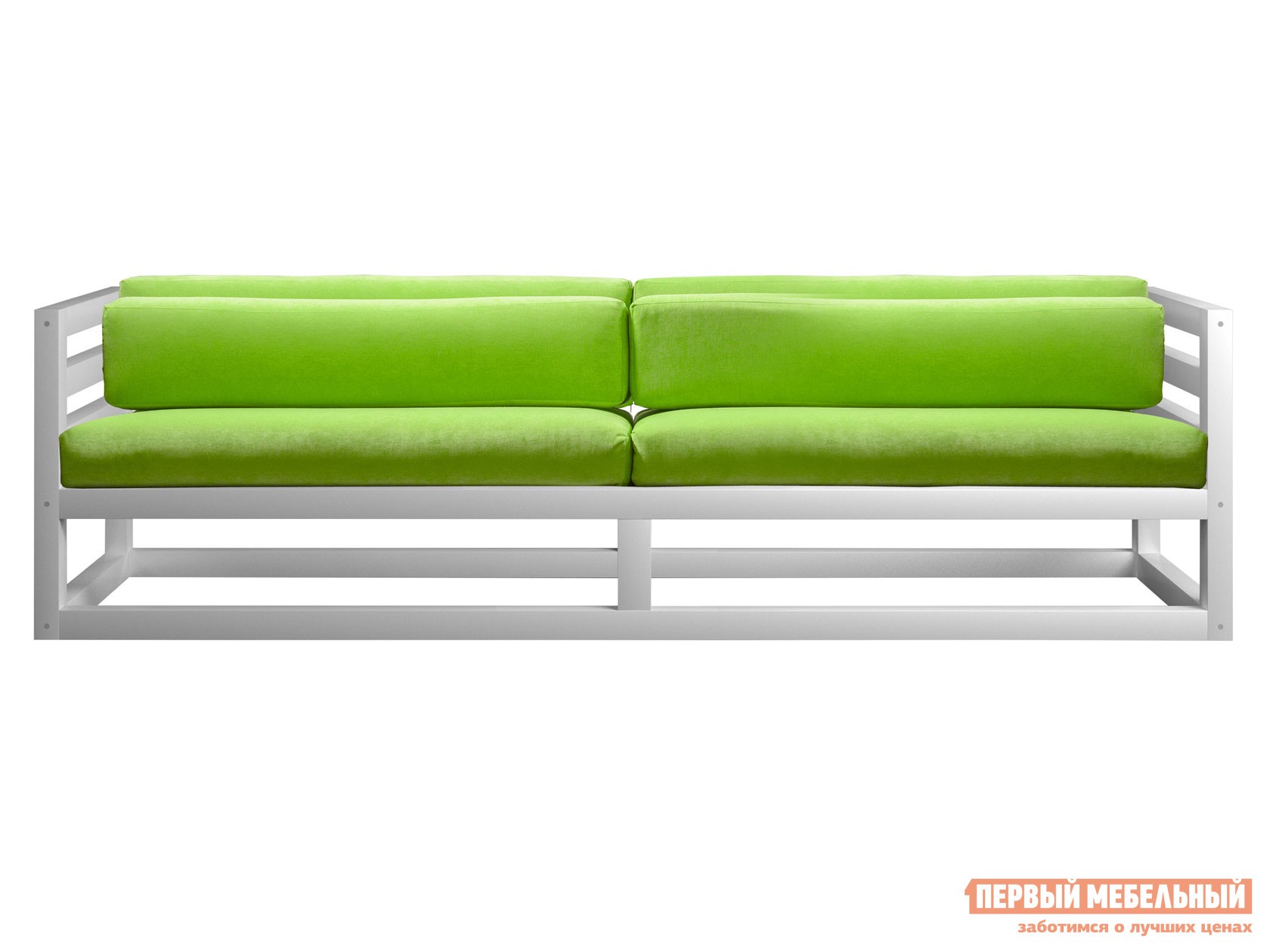 Прямой диван  Магнус Белая эмаль, Салатовый, вельвет