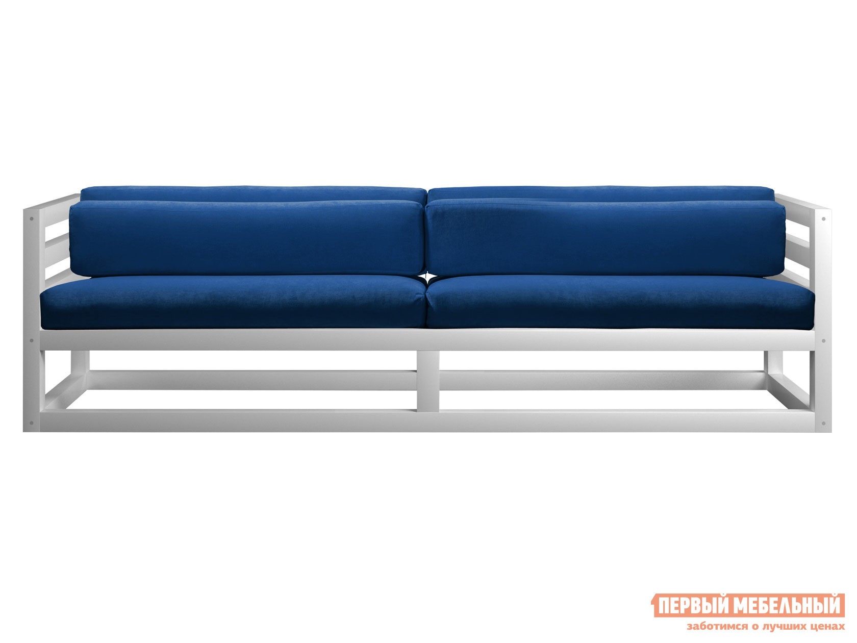 Прямой диван  Магнус Белая эмаль, Синий, вельвет
