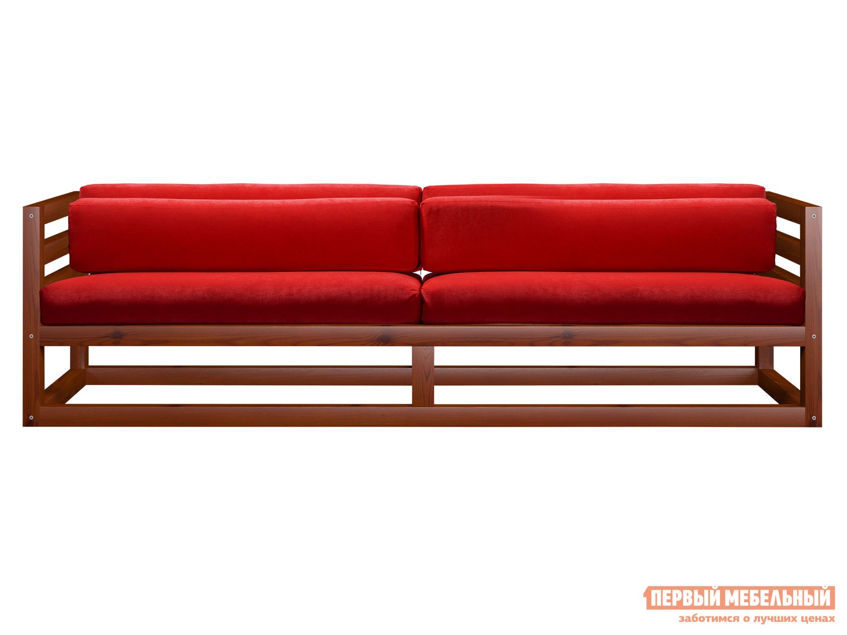 Прямой диван  Магнус Вишня, Красный, вельвет