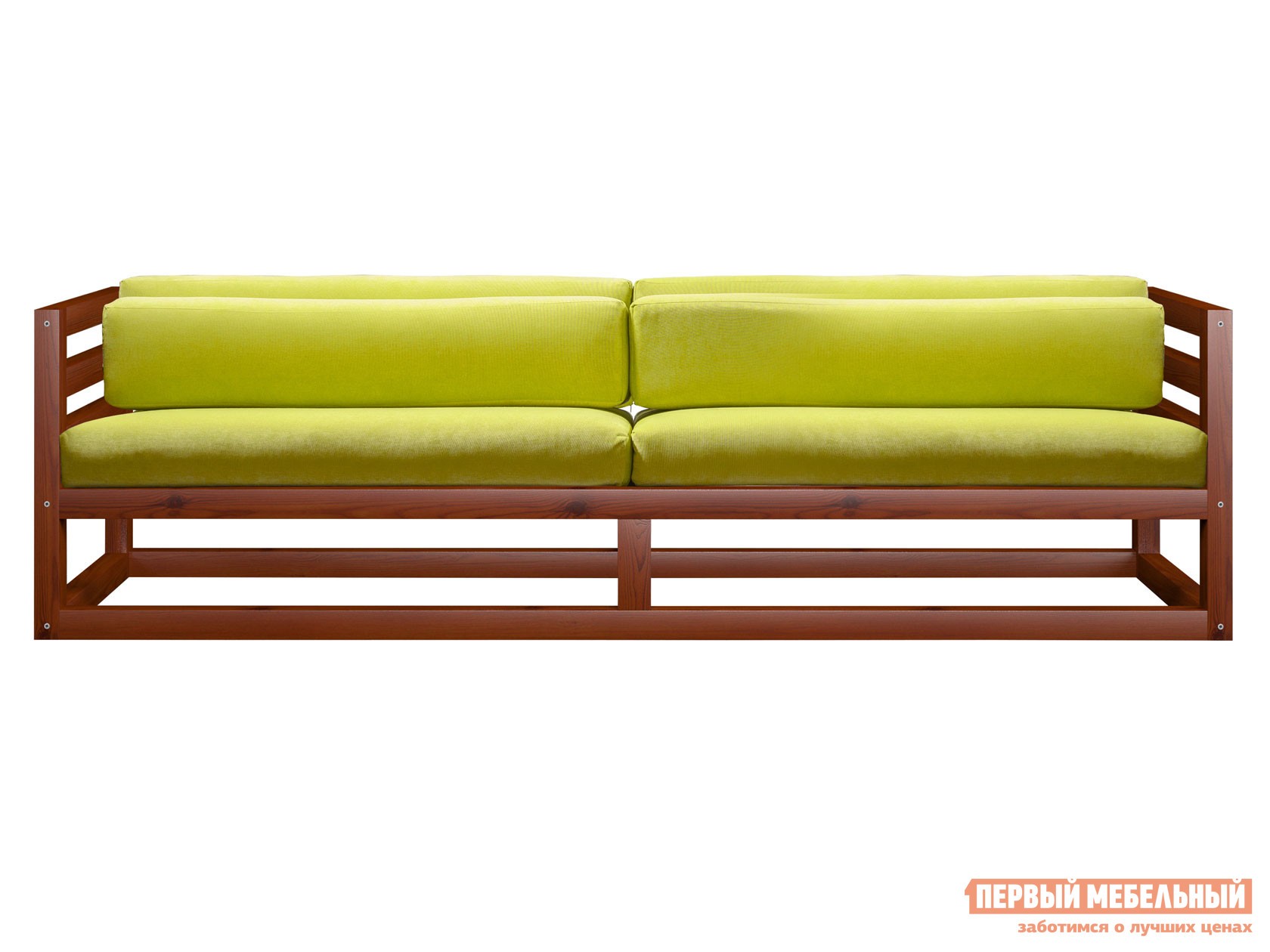 Прямой диван  Магнус Вишня, Лимонный, вельвет