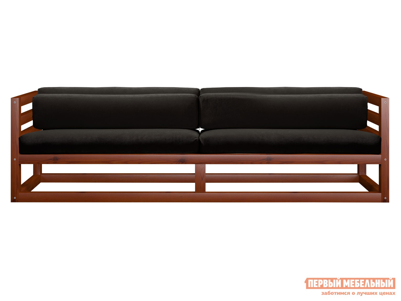 Прямой диван  Магнус Вишня, Черный, вельвет
