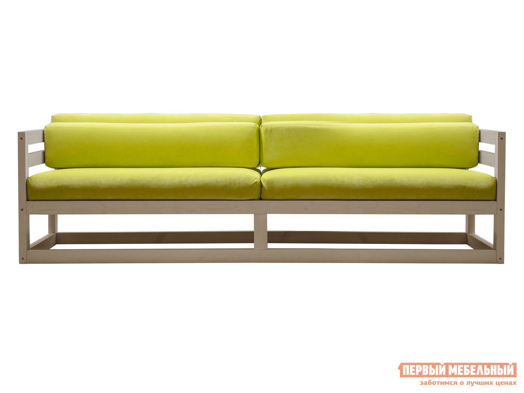 Прямой диван  Магнус Дуб беленый, Лимонный, вельвет
