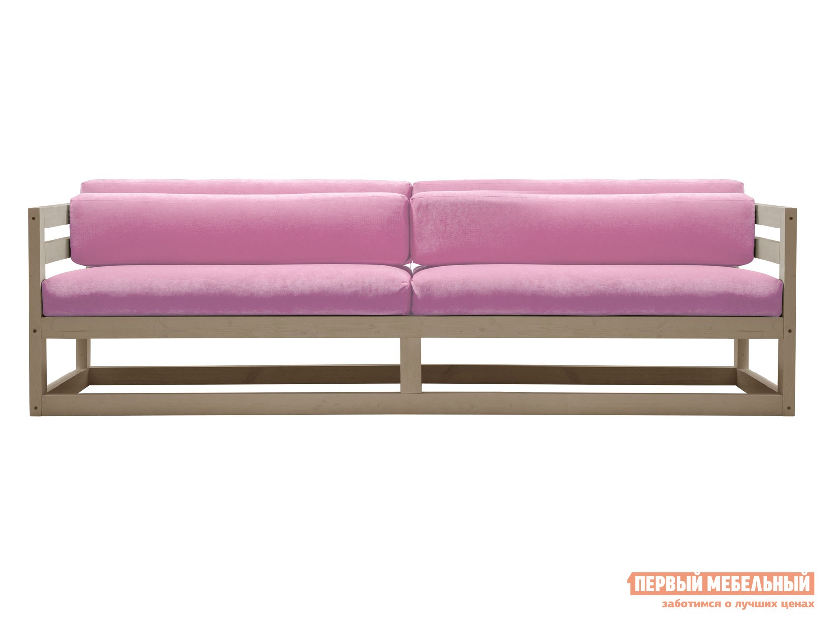 Прямой диван  Магнус Дуб беленый, Розовый, вельвет